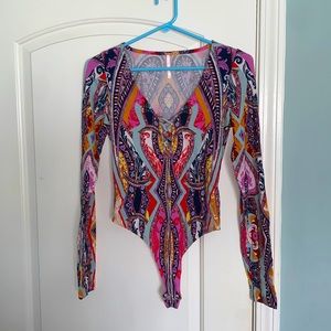 Free People paisley colored thong bodysuit